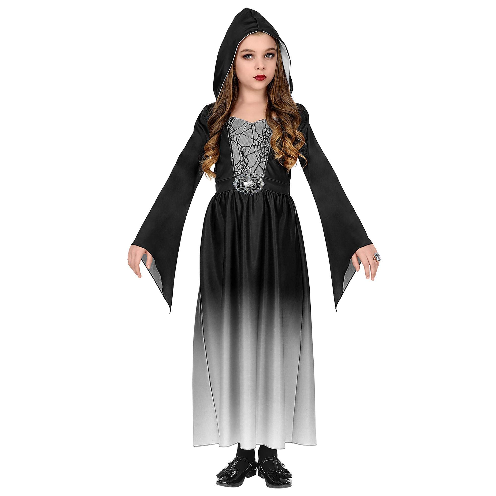 Widmann - Kinderkostüm Gothic Mädchen, Kleid mit Kapuze, Karneval, Mottoparty