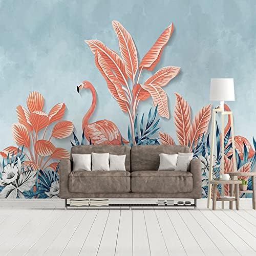 XLMING Wand Handbemalte Pflanze Flamingo 3D Tapete Home Dekoration Wohnzimmer Sofa Schlafzimmer Tv Hintergrund Wand-200cm×140cm