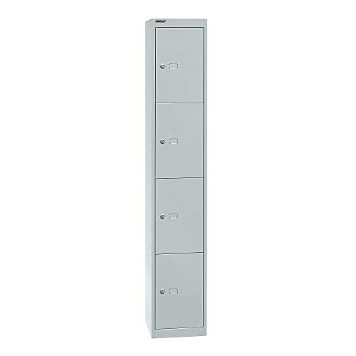 BISLEY Schließfachschrank Office, 1 Abteil, 4 Fächer, T 305 mm, Metall, 645 Lichtgrau, 30.5 x 30.5 x 180.2 cm