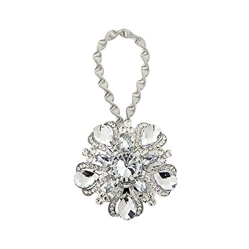 LIJUCAI Vorhang Raffhalter Luxus Big Crystal Magnetvorhang Raffhalter und Blumen Vorhang Clips Schnalle Vorhanghalter , WH