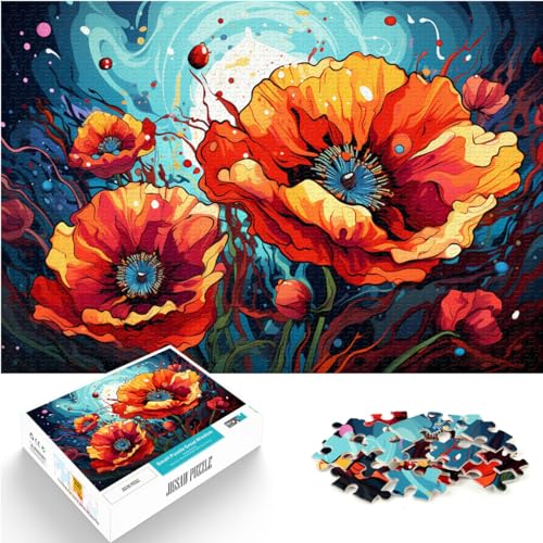 Puzzles, Geschenke, Spielzeuge, Bunter Mohn, 1000-teiliges Puzzle für Erwachsene, Holzpuzzle ganze Familie und die 1000 Teile (50 x 75 cm)