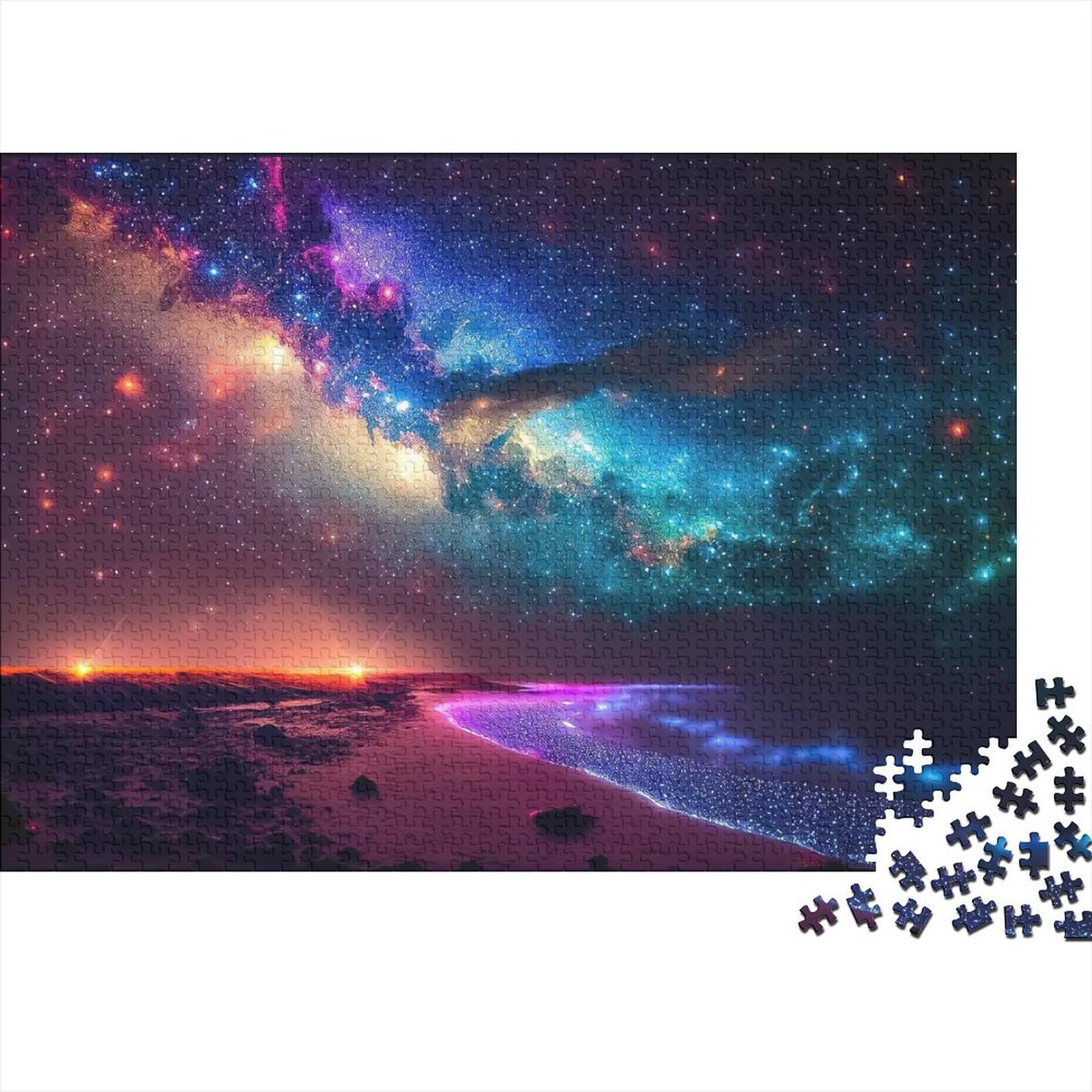 500 Teile für Erwachsene, schwierige Puzzles, Galaxy Coast-Holzpuzzle für Erwachsene mit passendem Poster und Wissensblatt (Größe 52x38cm)