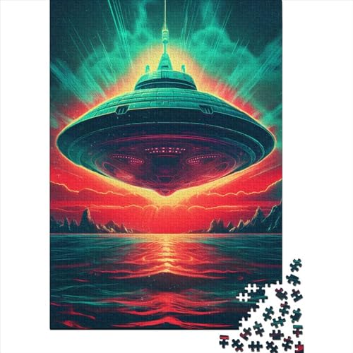 1000 Teile für Erwachsene, schwieriges Puzzle, Neon-Retro-Alien-Raumschiff für Erwachsene, 1000 Teile Puzzle, Geschenke, Spielspielzeug für Erwachsene, Familienpuzzle, Geschenk, 75 x 50 cm