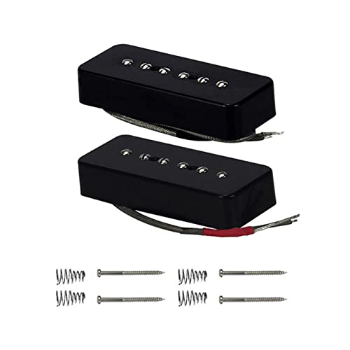 ZENGXUE Alnico 5 Single Coil Soapbar Neck Bridge Pickup 50/52 Mm Metallgeflochtener Draht Passend Für E-Gitarren-Zubehör Humbucker Tonabnehmer Set (Color : Black)