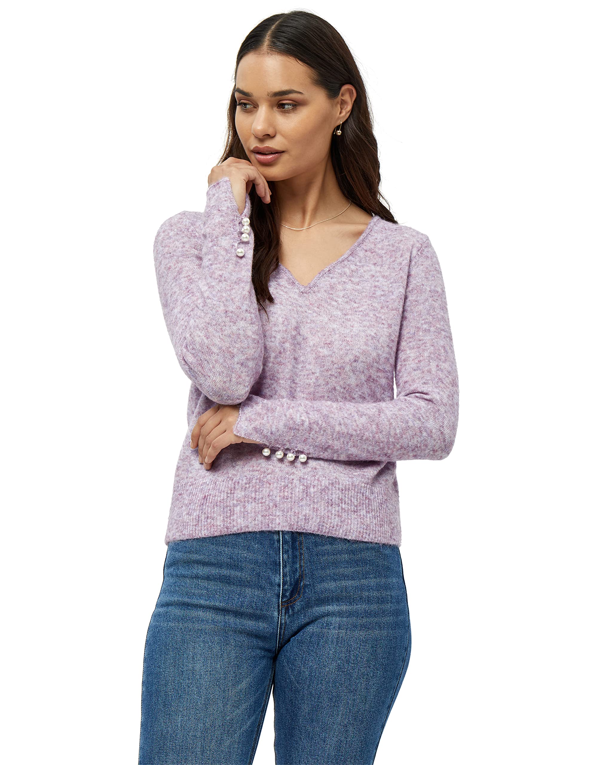 Peppercorn Damen Haze V-ausschnitt Pullover 3 Violett L