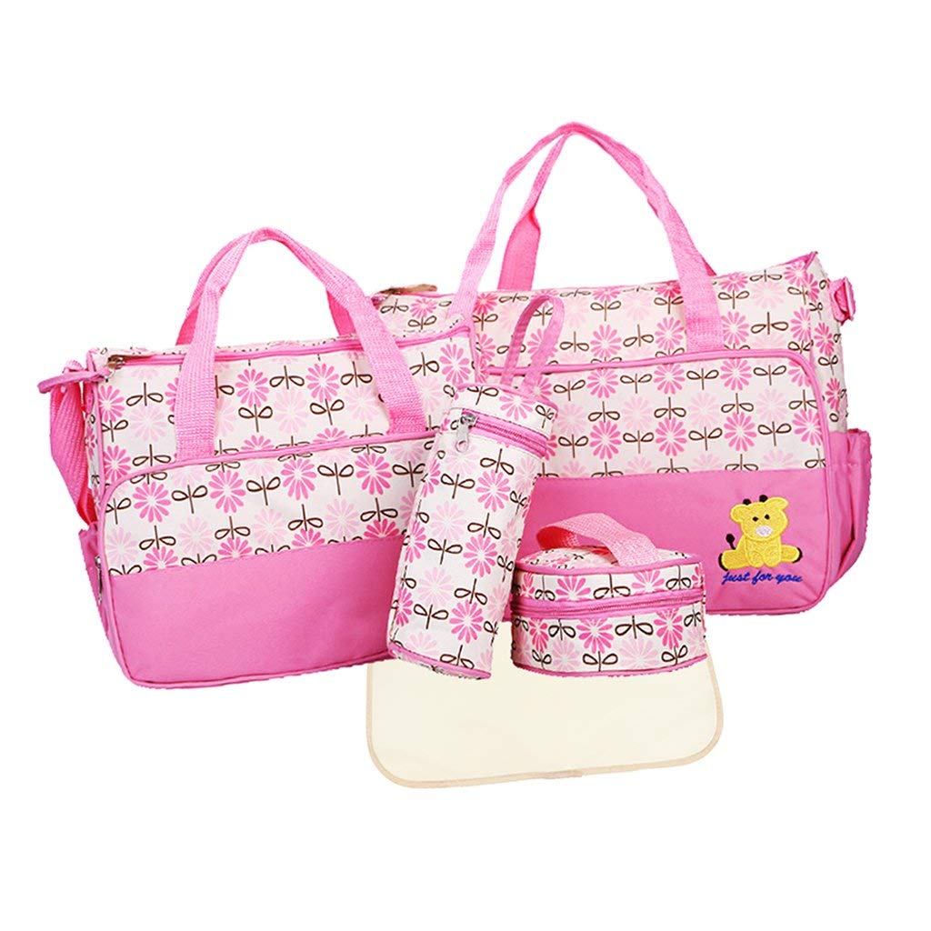 Tubayia Baby Wickeltasche Set Wasserdicht Babytasche Pflegetasche Muttertasche für Unterwegs (Rosa)