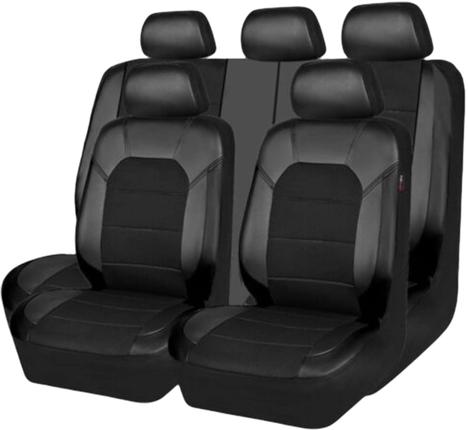 VOIV 9PCS Auto Sitzbezüge Sets für Volkswagen VW Tiguan 2. Gen/Tiguan Allspace 2016 2017 2018 2019 2020 2021 2022 2023, Leder Wasserdicht Vordersitze Rücksitzschoner Leicht Zu Reinigen,A Black