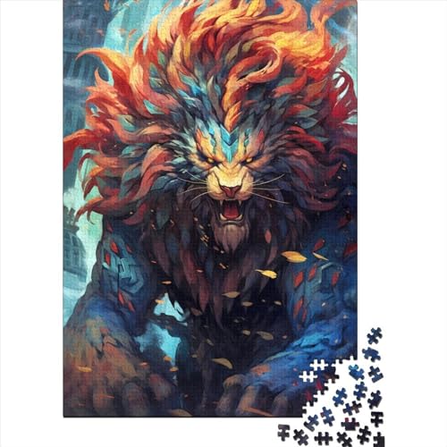 All Mighty Lion God Puzzle für Erwachsene 1000 Teile Holzpuzzle für Erwachsene und Jugendliche von Jigsaw Puzzles für Erwachsene Lernspiel Challenge Toy 75x50cm