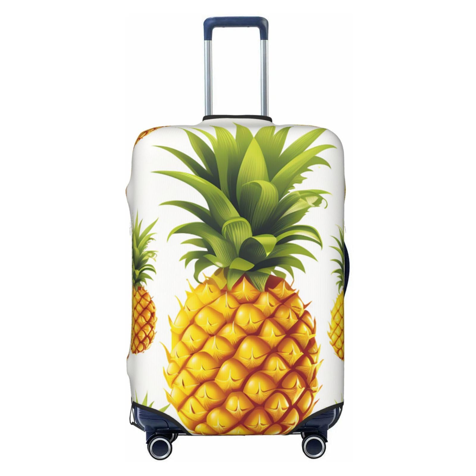 CSGJMYGS Reisegepäckabdeckung, elastisch, waschbar, modisch, kratzfest, gelbe Ananas-Koffer-Schutz, passend für 45,7 - 81,3 cm Gepäck, Schwarz , XL