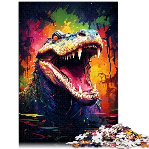 Puzzles Geschenke Spielzeug Buntes Fantasiekrokodil 1000-teiliges Puzzle für Erwachsene Holzpuzzle Schwierige, Schwere Puzzles für Frauen und Männer 1000 Teile (50 x 75 cm)