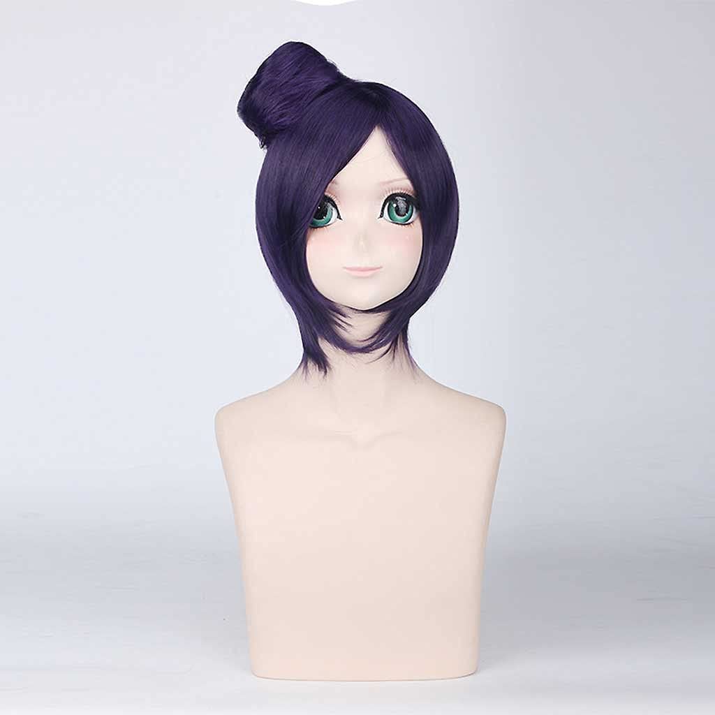 LINLINCD-Wig Anime Cosplay Konan Cosplay Perücke Herren Damen Cosplay Perücken Halloween Weihnachten Fasching Kostüm Dunkellila Kurze Glatte Perücke