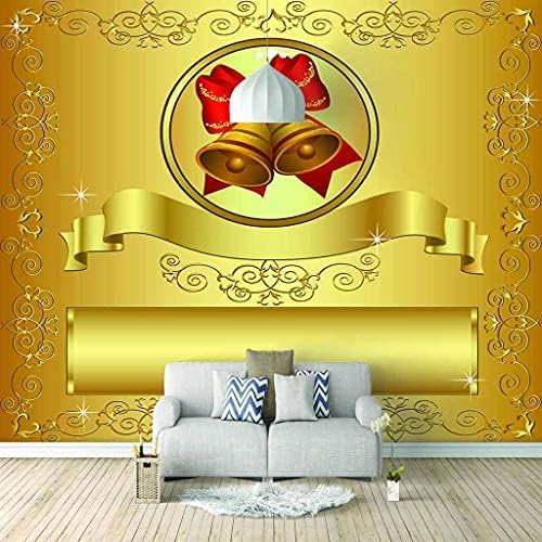 Goldene Weihnachtsglocken 3D Tapeten Wanddekoration Fototapete Sofas Wohnzimmer Wandbild Schlafzimmer-350cm×256cm