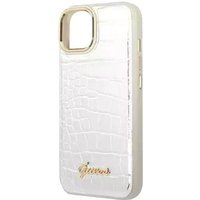 GUESS Hard Cover Croco PU Silver, für iPhone 14 Plus, GUHCP14MHGCRHS (GUHCP14MHGCRHK)