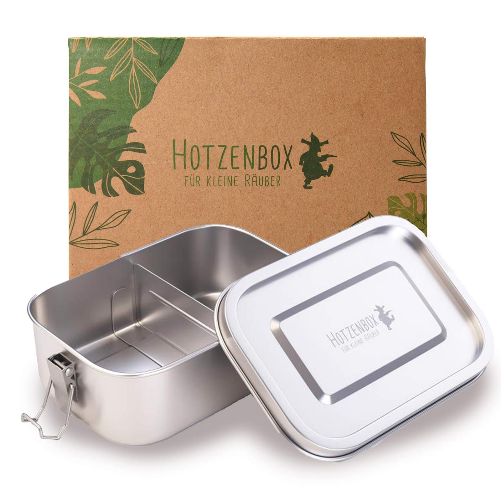 Viwanda HOTZENBOX Brotdose Edelstahl | Premium | 800ml | Trenner Auslaufsicher plastikfrei nachhaltig | Frühstücksdose Vesperdose Pausenbrot Brotzeitbox Jausenbehälter | Schule Kindergarten