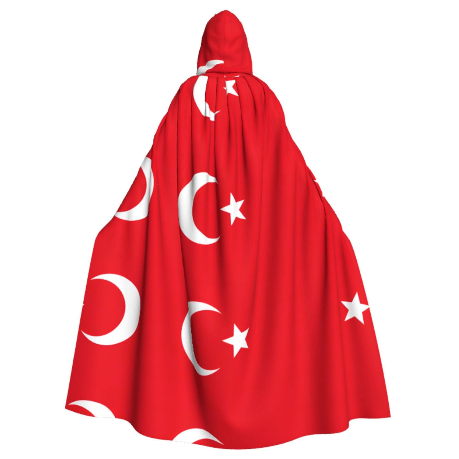 YQxwJL Halloween-Umhang mit der Flagge der Türkei, für Herren, mit Kapuze, Renaissance-Umhang für Erwachsene, Cosplay, Hexenumhang