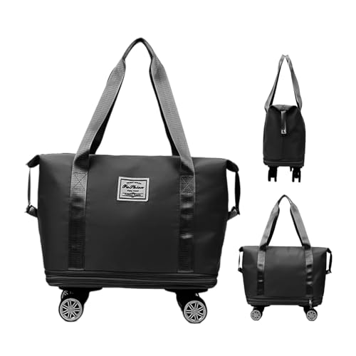 Aizuoni Reisetaschen Mit Rollen, Rollbare Handgepäck Tasche, Sporttasche Mit Rollen, Erweiterbare Weekender Damen, Abnehmbare Rollgepäcktasche |wasserdichte Reisetasche Mit Rollen Und Rollen