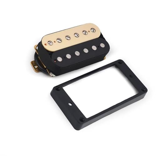 Faced Humbucker Doppelspulen-Tonabnehmer Für E-Gitarre, 50 Mm, Mit Rahmen, Gelb/Schwarz, Mit Montagerahmen Für Gitarrenzubehör e gitarren tonabnehmer (Color : Neck pickup)