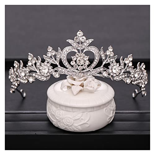 AIHEDOUJ Trendy Kristall Strass Krone Blume Diadem Tiara Hochzeit Haarschmuck Braut Haarschmuck Braut Haarschmuck Party Geschenk (Größe: 27) Stirnbänder (Größe: Silber)