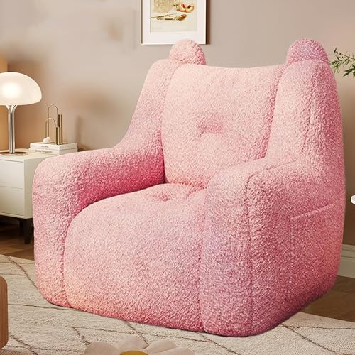 KLLJHB Riesiger Sitzsack, riesiger Sitzsack mit Seitentasche, übergroßer Sitzsack aus Teddysamt für Erwachsene, gemütliches Sofa für Schlafzimmer, Wohnzimmer und Büros, Rosa - Groß