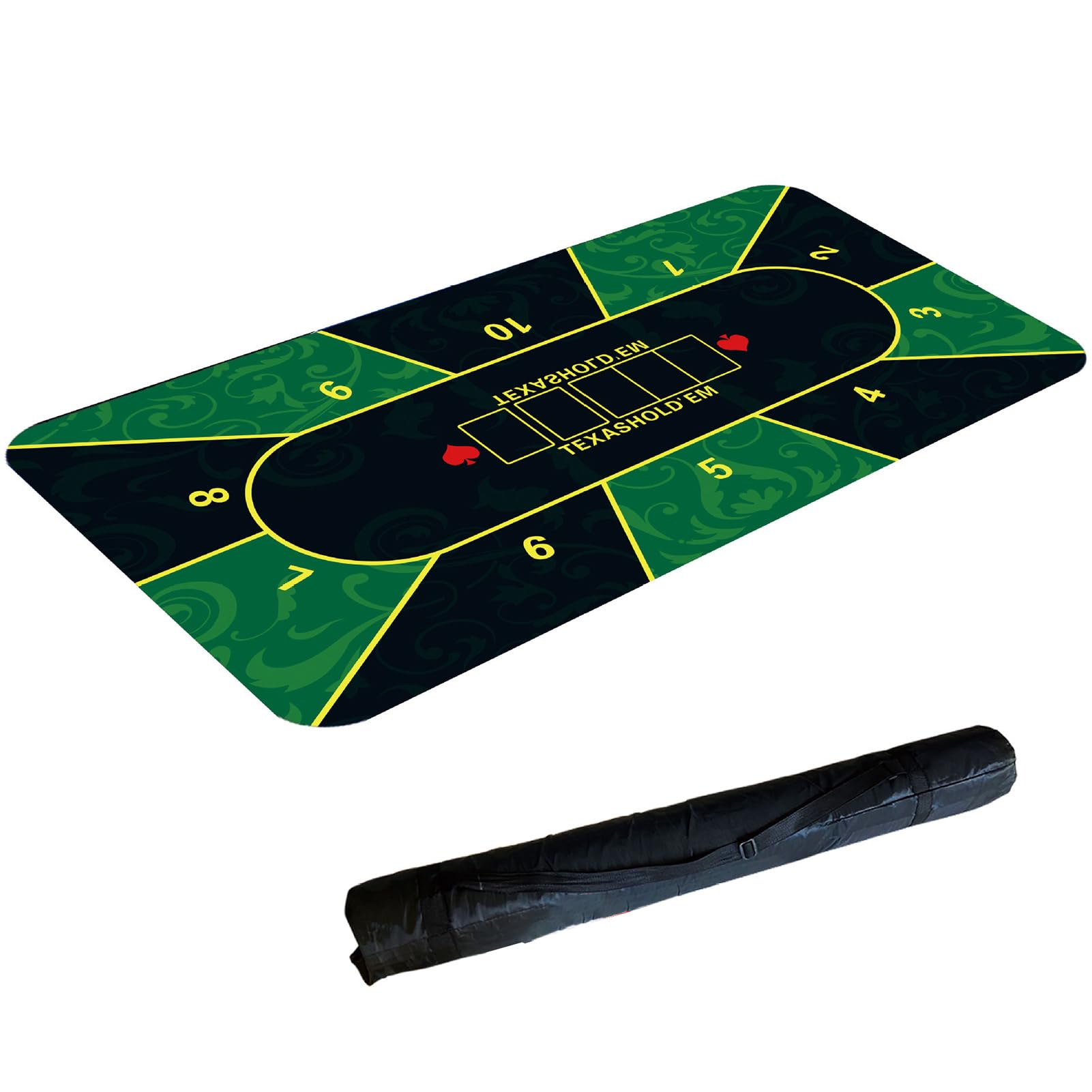 LYZXYZAI Pokermatte 180X90cm Texas Hold'em Gummimatte Pokeroberseite Matte Pokerauflage Tragbare Rollbar Für Multiplayer Pokerspiele Karten Schachbrettspiele,006,180 * 90CM