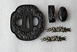 BOHIHYU Tsuba Fuchi Kashira Menuki Iron 11-25 (TDZH20, 2.75in,3.14in)