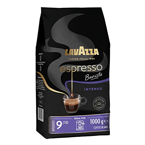 Lavazza, Espresso Barista Intenso, ganze Arabica und Robusta Kaffeebohnen, mit Kakao- und Holzaromen, für einen intensiven Kaffee, Intensität 9/10, mittlere Röstung, 1 kg Packung