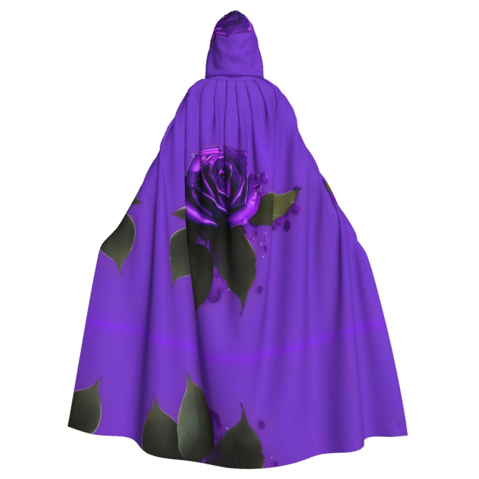 YQxwJL Halloween-Umhang mit violettem Rosenaufdruck, für Herren, mit Kapuze, Renaissance-Umhang für Erwachsene, Cosplay, Hexenumhang