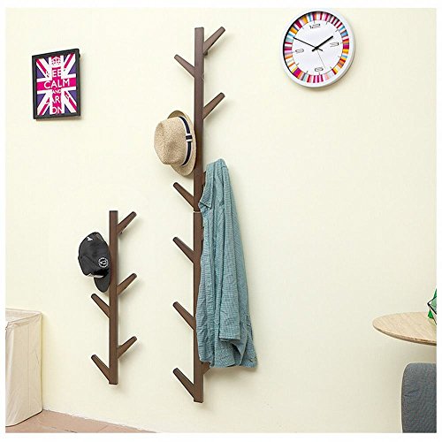 WEII Garderobe Massivholz Wand Hängende Dekoration Wohnzimmer Schlafzimmer Aufhänger Handtuch Rack, Braun, 98 * 22 * 7cm