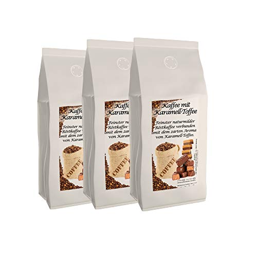 Aromakaffee - Aromatisierter Kaffee - Ganze Bohne - Frisch Von Uns Geröstet (Karamell, 3x1000 Gramm)