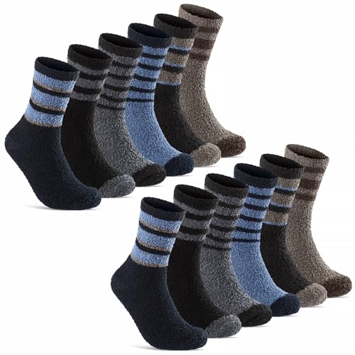 6 | 12 Paar Herren Kuschelsocken Haussocken warm & flauschig 21655 (12 Paar 40-45)