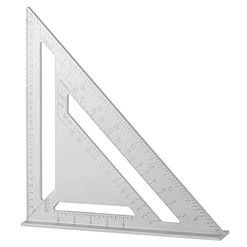 Dreieck Lineal, 30,5 cm, hohe Präzision, Aluminium-Legierung, Dreieck-Lineal, Layout-Messwerkzeug für Ingenieure, Schreiner (metrisch, silberfarben)