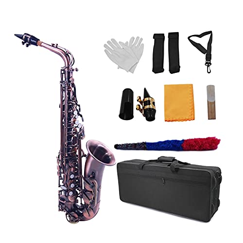 Eb Altsaxophon Sax Vintage Green 802 Schlüsseltyp Instrument mit Tragetasche Rohrblatt Reinigungsbürste Tuch (Farbe: AS-130AB)