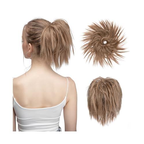 Haarteile Haarknoten Synthetisches Kunsthaar, unordentlicher Dutt, Chignon, elastisches, flexibles Band, Haargummi, lockiges Haarteil, synthetische Verlängerung Brötchen Haare(12-27-613)