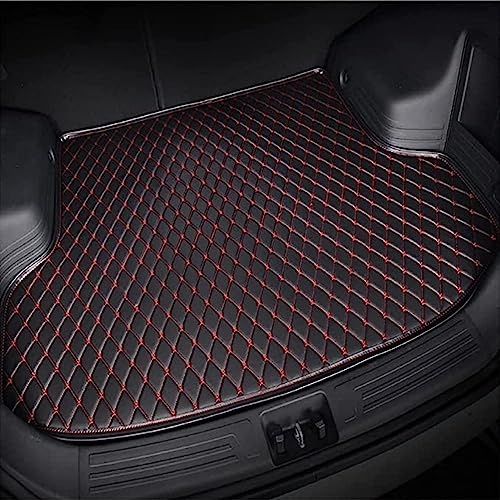 Auto Leder Kofferraummatten für VW Tiguan II 2016-2020, Autoteppich Kofferraumwanne Antirutschmatte Kofferraumschutz Kratzfeste Interieur Zubehör,C Black-Red