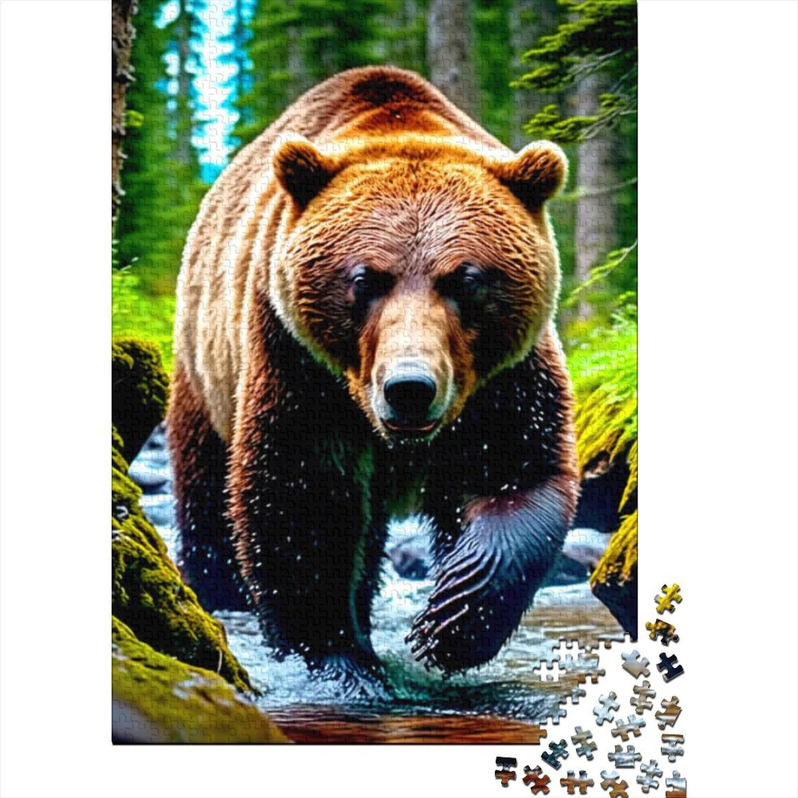 Bären-Holzpuzzle für Erwachsene und Jugendliche, 1000 Puzzles für Erwachsene, Lernspiel, Herausforderungsspielzeug (Größe 29,53 x 19,69 Zoll)