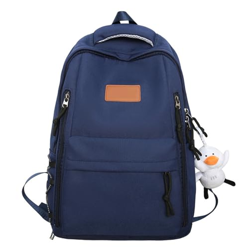 Modische High School College Büchertasche Mit Mehreren Fächern Für Schüler Einfarbig Nylon Rucksack Mit Großer Kapazität