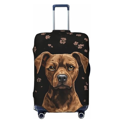 CSGJMYGS Reisegepäckabdeckung, elastisch, waschbar, modisch, kratzfest, braun, Hundekoffer-Schutz, passend für 45,7 - 81,3 cm Gepäck, Schwarz , XL