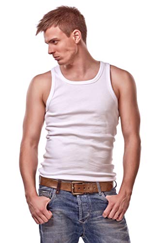 4 Herren Unterhemden Marke Cocain - Grösse 10 Achselhemd 100% Baumwolle - 4XL Weiss Feinripp glatt