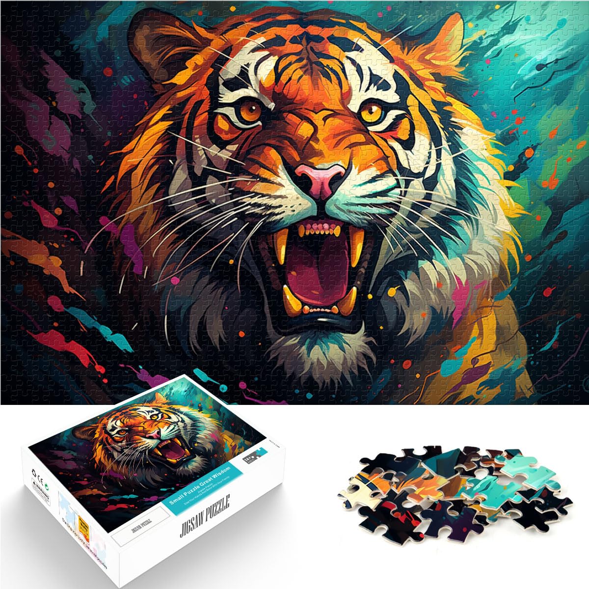 Spielzeug-Puzzle Fantasie Wilder Tiger 1000-teiliges Puzzle Holzpuzzle Familienspiel Stressabbau Schwieriges Herausforderungspuzzle 1000 Teile (50 x 75 cm)