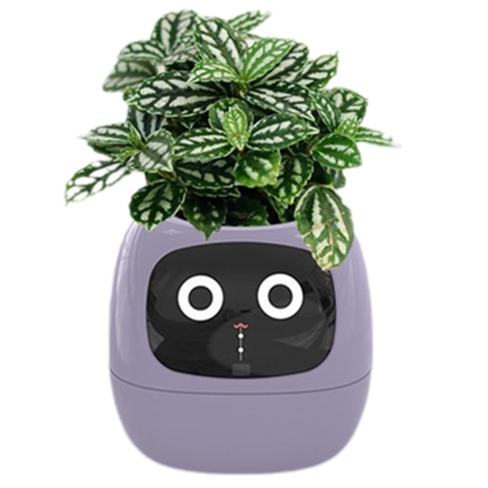 Begchy Ivy Smart Planter, USB Wiederaufladbarer Kleiner Blumentopf für Den Innenbereich Als Dekoration für Den Innenbereich, Macht das Pflanzenaufziehen Einfach und Macht Spaß, Lila