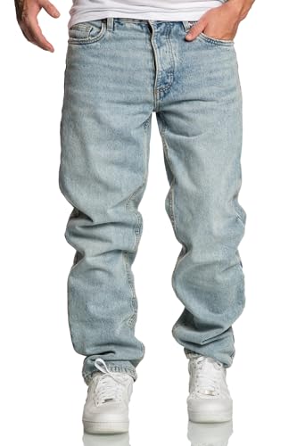 Amaci&Sons Herren Loose-Fit 90s Denim Jeans Hose Straight Baggy 7025 Hellblau W31/L30