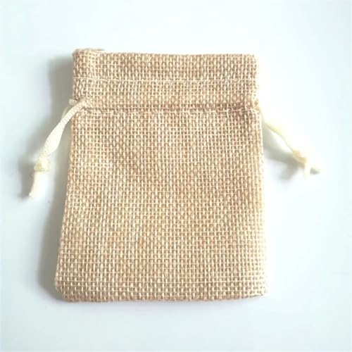 Baumwollbeutel mit Kordelzug 100Pcs/Lot Vintage Natural Jute Gift Pouches Linen Burlap Drawstring Bags Jewelry Packing Pouches Sachet Christmas Party Bags (Color : Beige, Size : 7x9 cm)