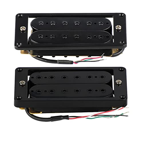 ZENGXUE Schwarzer E-Gitarren-Humbucker-Pickup-Hals + Bridge-Pickup-Set Keramikmagnet Mit Flachem Rahmen Humbucker Tonabnehmer Set