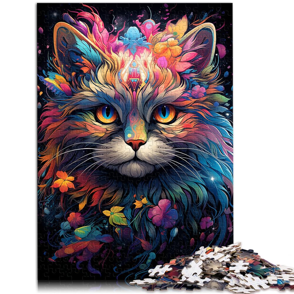 Puzzlespiel, exotische Bunte Katze, 1000 große Teile, Puzzle für Erwachsene, Holzpuzzle, Familienspiel, Stressabbau, schwieriges Herausforderungspuzzle, 1000 Teile (50 x 75 cm)