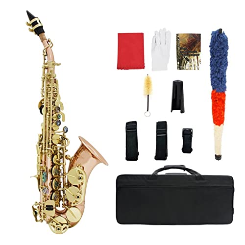 BB-Sopran-Saxophon-SAX-Leuchtstoff-Kupfer-Holzwind- Instrument Mit Den Gehäusehandschuhen Reinigungstuchbürste Saxibring-Mundstück-Bürste