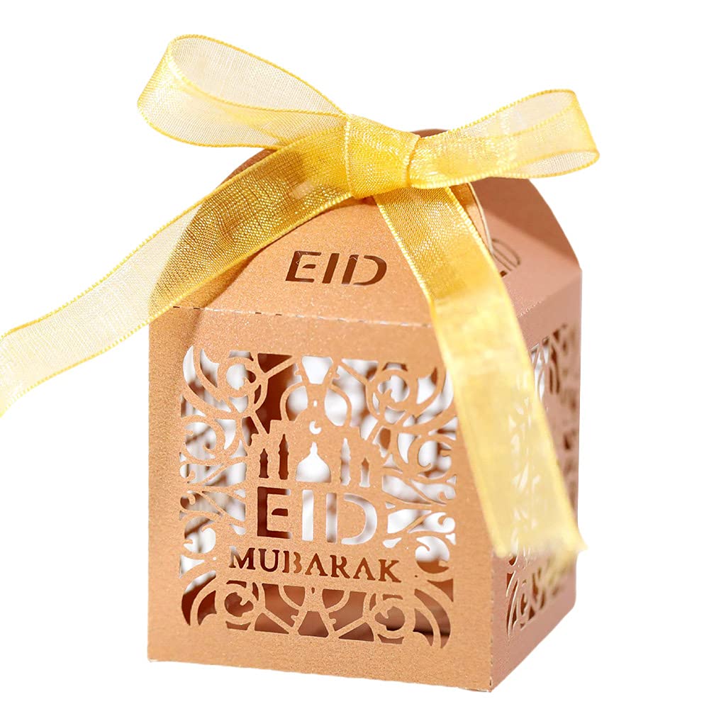 100 Stück Eid Süßigkeitenschachtel Hohle Mond Geschenkboxen Islamisches Festival Glückliches Fitr Eid Event Partyzubehör Thanksgiving Geschenkboxen