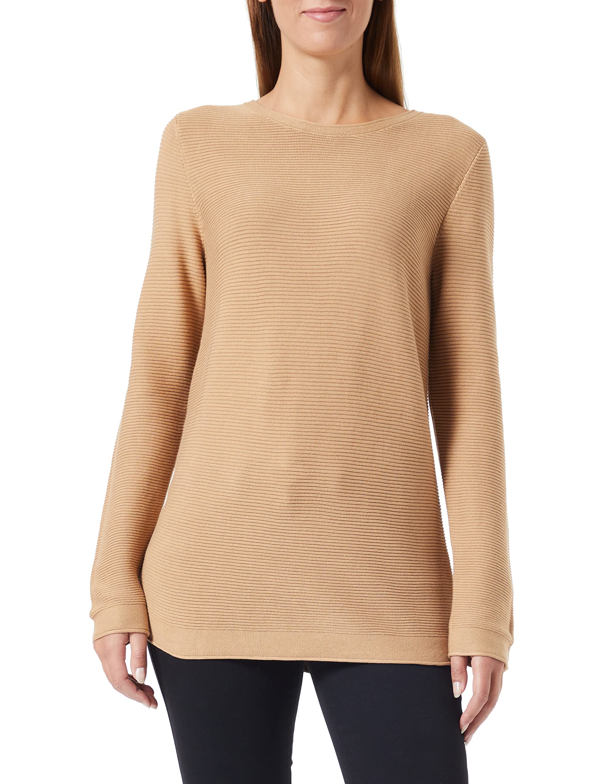 TOM TAILOR Damen Basic Strickpullover aus Bio-Baumwolle, 27841 - Soft Light Camel, L