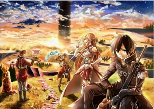 HfmQuisutron Japanisch Klassisch Anime Kirito Poster Holzpuzzle 1000 Teile Erwachsene Dekompression Spielzeug Qd38Kz