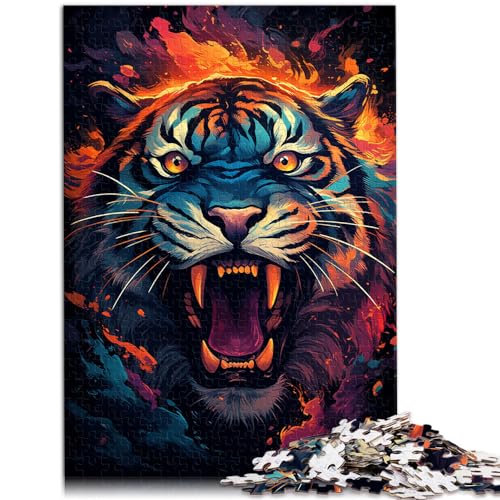 Puzzle für farbenfrohen exotischen Tiger, 1000-teiliges Holzpuzzle, Spielzeug, Puzzle, Lernspiele, Stressabbau-Puzzle, 1000 Teile (50 x 75 cm)