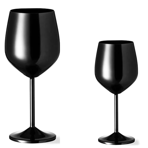 noTrash2003 2er Set Riesiges Weinglas Cocktailglas aus Aluminium besondere Momente mit 540 mL Volumen Vorspeisenschale Dessertschale in Blau, Rot, Schwarz oder Silber (Schwarz)